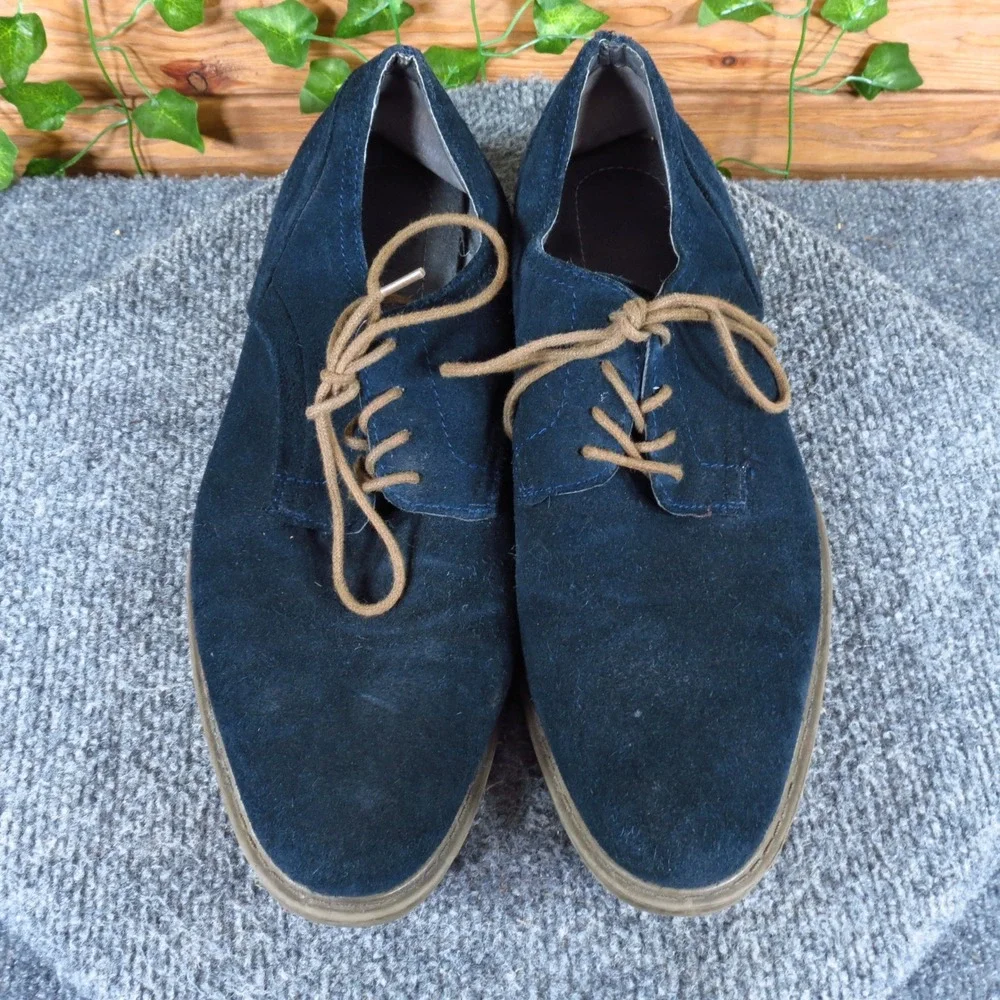 Calvin‎ Klein Gio Men Oxford Shoe Size 9 Business Casual Navy Blue Suede Dress